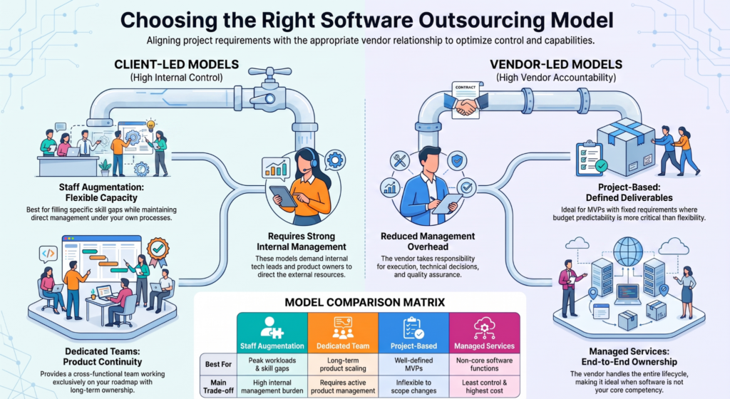 choosing the right software development outsourcing models