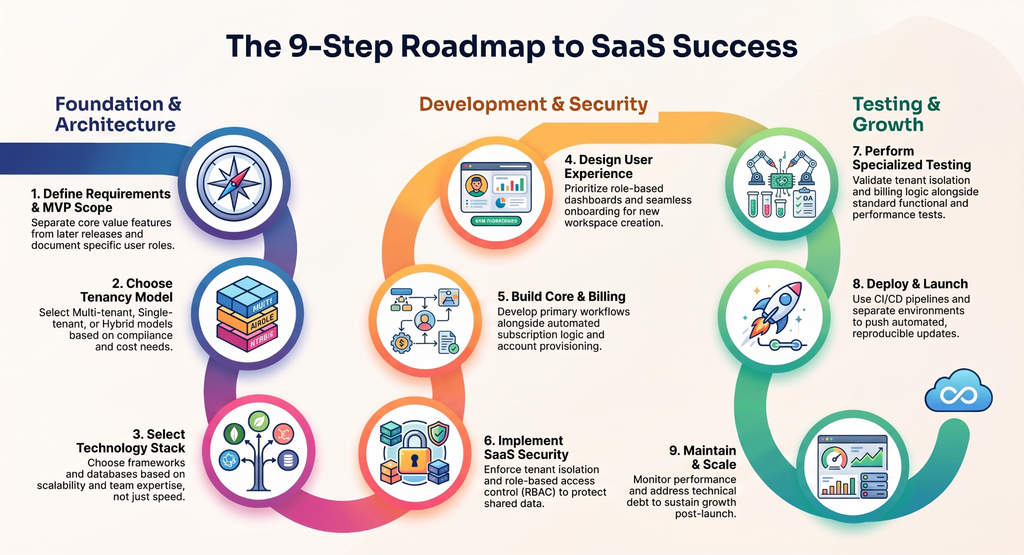 image showing the 9 step roadmap to SAAS success
